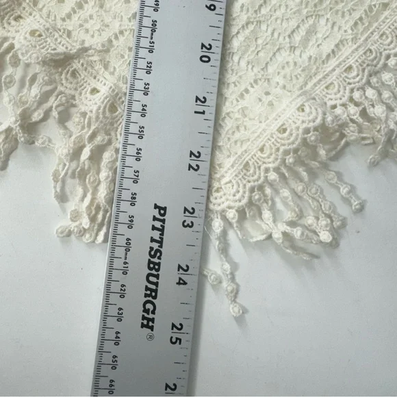Ivory Crochet Fringe Vest 16 Boho Festival Hippie Indie Cottagecore Layering Top - Picture 7 of 11